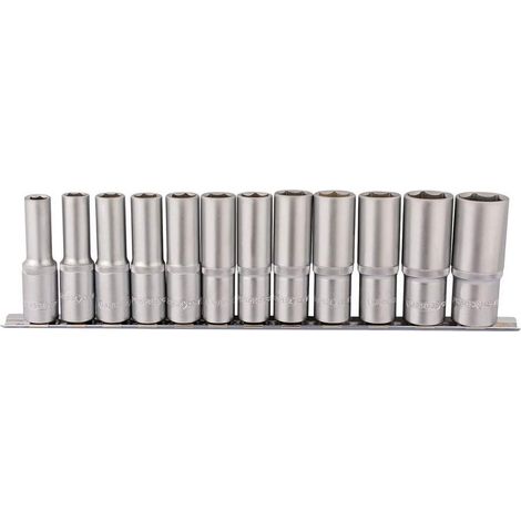 Draper 16403 1/2-inch Square Drive Metric Deep socket set di 12 su asta in metallo