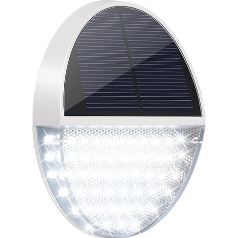 Lámpara de pared solar para exteriores, Lámpara de pared impermeable IP65, Luz blanca cálida, Alimentación solar, Fácil instalación, Color blanco (1/5)