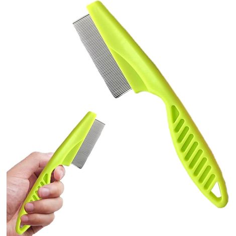 Pettine antipulci per cani, spazzola per cani con pettine per zecche, cura del pelo, manico antiscivolo, 18 cm, nero (1/5)