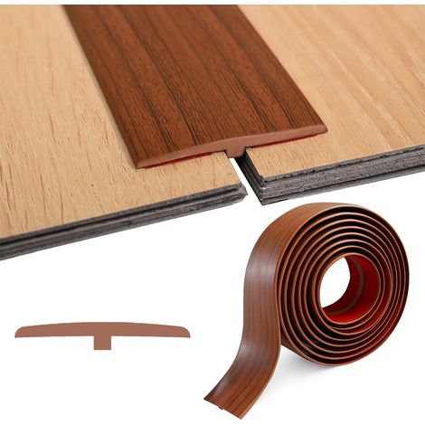 Barre de Seuil Adhesive en T, 1M/2M/3M x 5CM PVC Seuil Porte, Flexible Profilé de Transition Autocollant, Bande de Transition au Sol pour Seuils de Porte et Sols de Raccordement (1/5)
