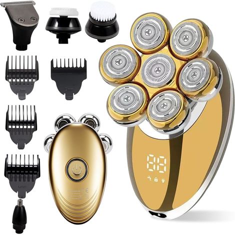7D Floating Head Shaver for Bald Men Shaving Kit IPX7 Waterproof Shaving Kit 5 in 1 Electric Shaver for Men Dry Wet Shaver for Home/Travel (1/5)