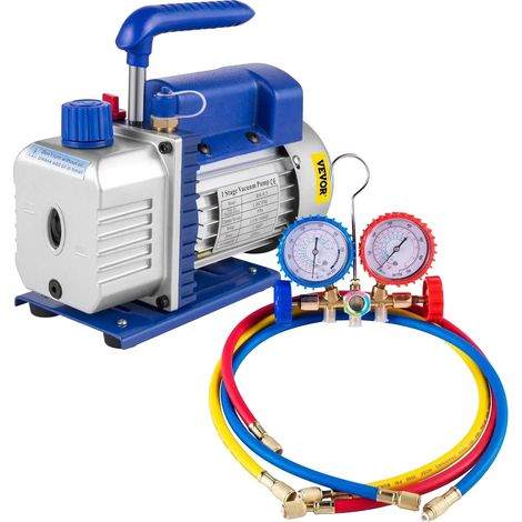 Pompe à vide avec manomètre, service rapide de climatisation et de réfrigération HVAC, conception durable à une seule étape, 220V, 1.8CFM 1-4HP (1/2)