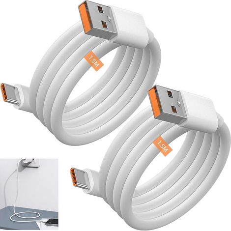 2 Pièces 120W Câble USB C pour Xiaomi (1,5M), Type C Charge Rapide, Chargeur Turbo Rapide, pour Xiaomi 17/17 Pro/15Ultra/14/14T Pro/14T/13 Lite Redmi K80 Note 14/14Pro/13 POCO F8/F7/X6 Black Shark (1/5)