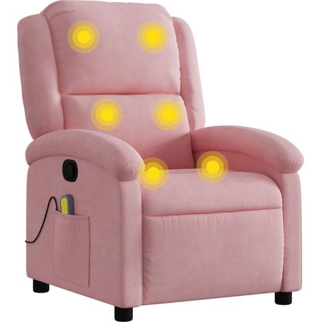 vidaXL Fauteuil de massage inclinable rose velours