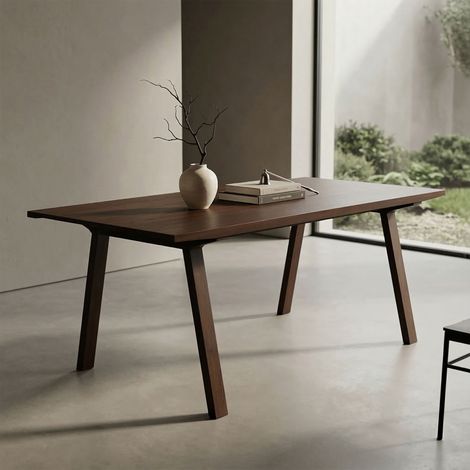 Table à manger rectangulaire 180x95x75 cm décor noyer (1/5)