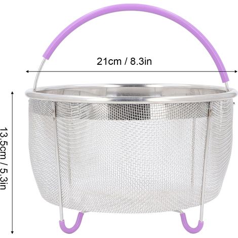 Ortviai Panier à vapeur en acier inoxydable 304 pour cocotte-minute de 6 L – violet, poignée ergonomique (1/4)