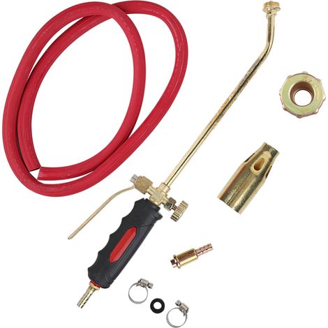 Torche à gaz avec poignée ergonomique, double ouverture, plaquée laiton et fer épais. (1/5)