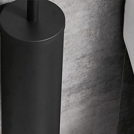 Brosse WC cylindrique en acier inoxydable 304, finition noire brossée, fixation murale, accessoire de nettoyage pour salle de bain et WC-AquaForge (1/4)