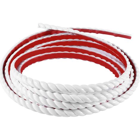 Bande Adhésive Décorative PVC 5M - Bordure Murale & Carrelage, Moulure de Finition pour Miroir, Armoire, Meuble, Mur, Plafond (15mm, Blanc)