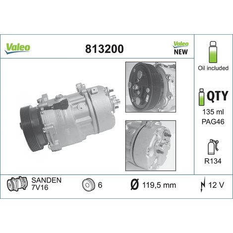 Compresseur, climatisation Valeo 813200 AUDI 1067111 1111419 1J0820803A