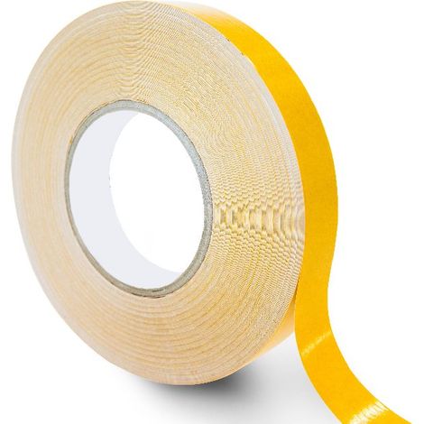 Ruban adhésif double face en polyester Jaune RS PRO F30, 12mm x 50m x 0.245mm ( Prix pour 1 )