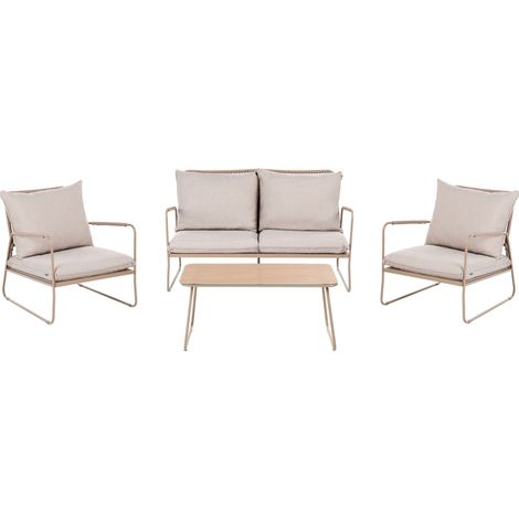 Lounge Set mit Tisch 4-Sitzer ACCEGLIO Beige Metall (1/5)
