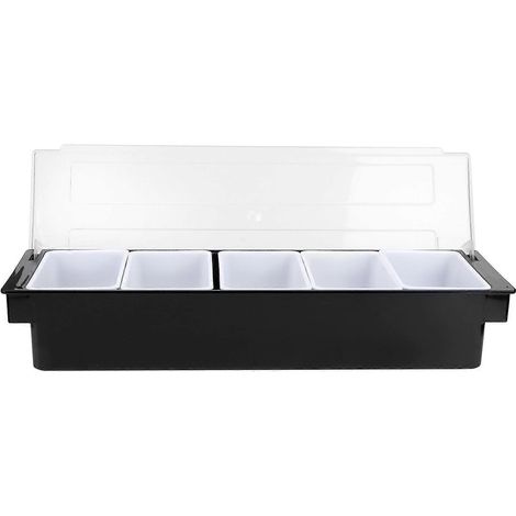 Boîte à condiments avec couvercle, distributeur de fruits, accessoire pour salon de thé au lait, 5 compartiments (1/4)