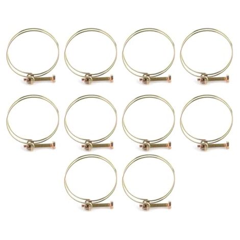 Collier de Serrage à Double Fil, 10 Pièces, Colliers Réglables en Fer avec Placage Zinc, Idéal pour la Plomberie et l'automobile, Tailles 13 Mm 16 (57mm (52-57)) - 57mm (52-57) (1/4)