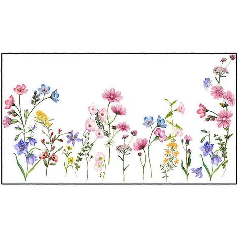 1 lot d'autocollants muraux décoratifs à fleurs, autocollants pour salon-50.00X35.00X0.10CM (1/4)