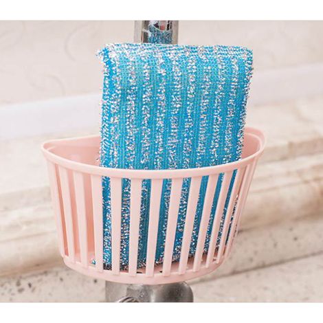 Porte-sponge pour évier et salle de bain en plastique anti-glissement avec système de fixation par clip - Support pour accessoires avec caddie pour barres de douche intégré (1/5)