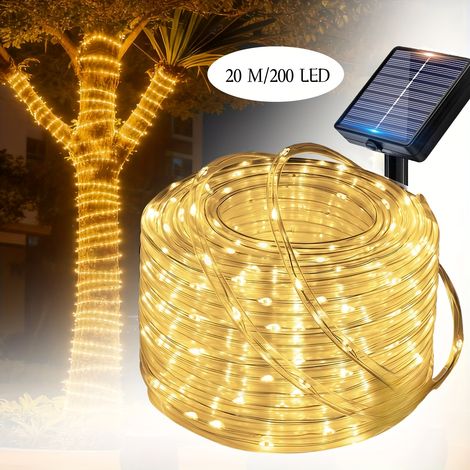 Guirlande lumineuse solaire flexible de 20 m, guirlande d'extérieur 200 LED, éclairage festif (1/4)