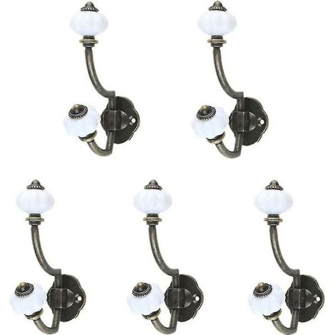 5 Pack Retro Style Bronze Ceramic Wall Hooks Country Style (1/5)