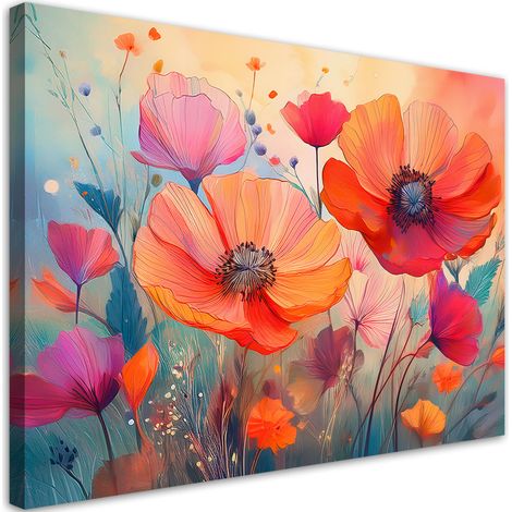 Tableau déco Fleurs botanique coquelicots abstraction 100x70 (1/5)