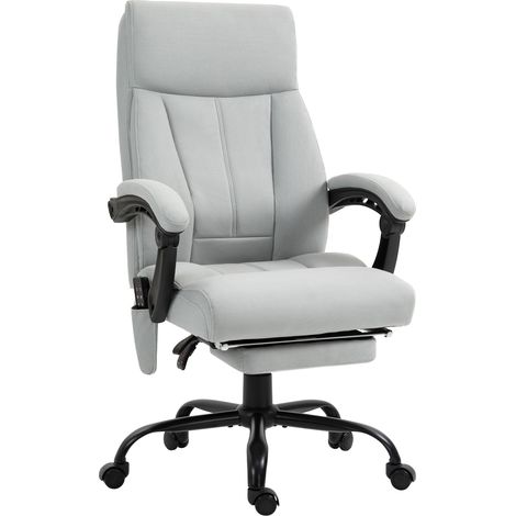 Massage Bürostuhl mit Liegefunktion ergonomischer Schreibtischstuhl höhenverstellbar Chefsessel mit Fußstütze Hellgrau für Büro & Homeoffice (1/5)