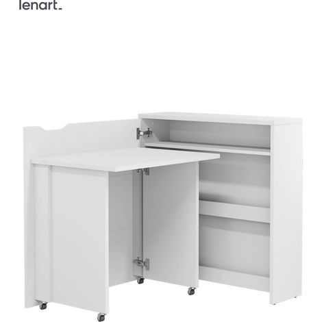 Lenart Work Concept Slim CW-02L ausziehbarer schreibtisch mit regalen - links - 79 cm tischplatte in glanz weiß