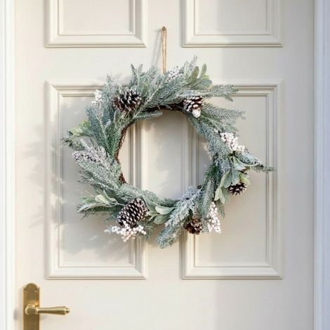 Winter Frosted Decorative Door Wreath (1/2)