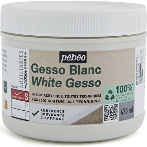 Gesso - Blanc - Apprêt - Mate - Toutes techniques - Pébéo - 475ml