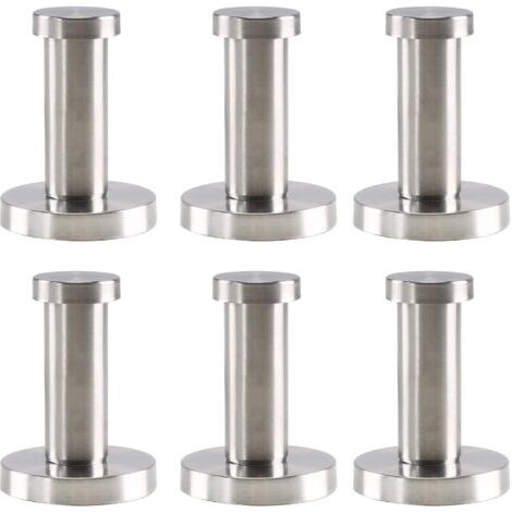 Juego de 6 ganchos de pared redondos de acero inoxidable plateado, ganchos para baño, montaje en pared de acero inoxidable de 52 mm, gancho para bata de baño para toallas, abrigos, dormitorio, cocina (1/4)