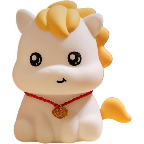 Veilleuse Enfant Silicone Cheval Rechargeable 7 Couleurs Commande Vocale Tactile Minuterie Lumière Douce Cadeau Chambre (1/4)