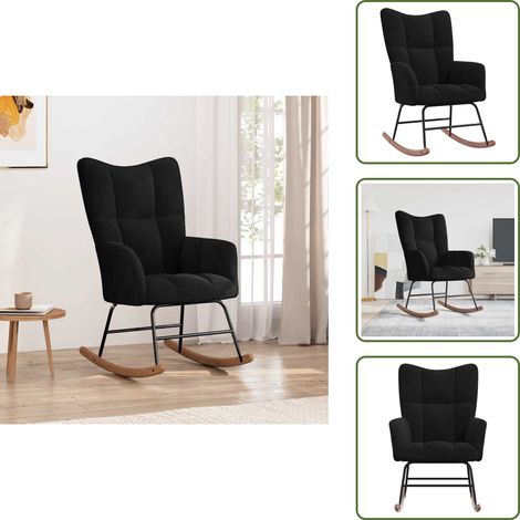 Schaukelstuhl Schwarz Samt - Samtsessel - Schaukelstuhl - Wohnzimmersessel - Lounge Chair - Bequemstuhl (1/5)