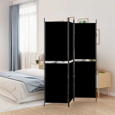 vidaXL Biombo divisor de 3 paneles de tela negro 150x200 cm (1/5)