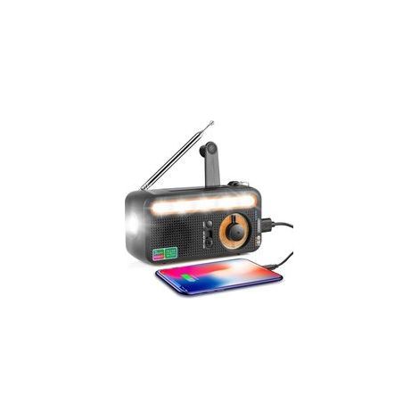 Radio Solaire à Manivelle Portable Radio Rechargeable avec AM/FM/SW Batterie Rechargeable Intégrée 2000mAh Alarme SOS Lampe de Poche LED Lampe de Lecture pour Urgence Extérieure (1/5)