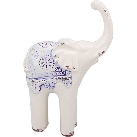 Décoration en céramique éléphant, sculpture d'éléphant ronde et lisse en porcelaine exquise, idéale pour la maison ou le bureau. (1/5)