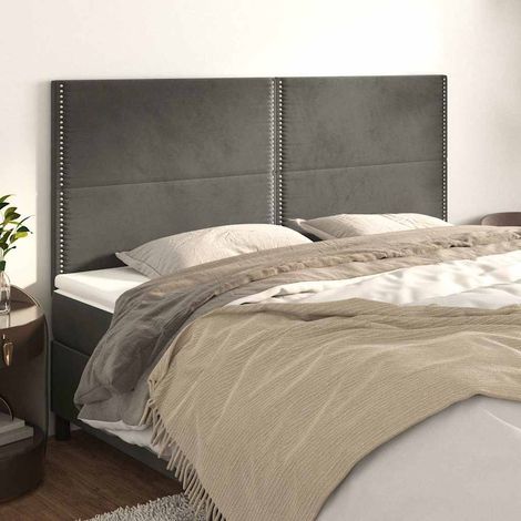 vidaXL Cabecero Terciopelo Gris Oscuro 180x5x118/128 cm (1/5)