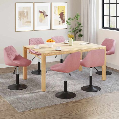 Maison Exclusive - Esszimmerstühle 6 Stk. Drehbar Rosa Samt (1/5)