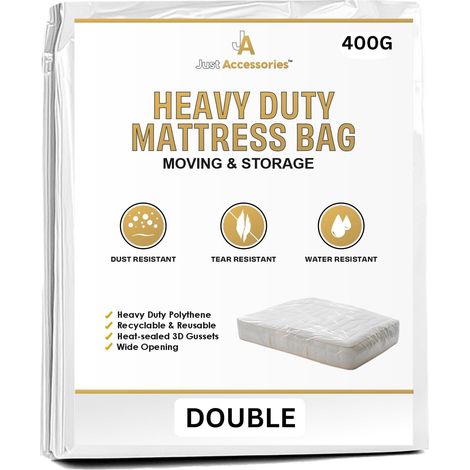 Housse de protection robuste en polyéthylène pour matelas double 135 x 190 cm (1/5)