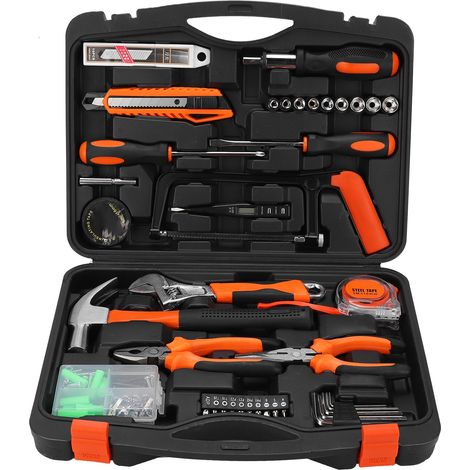 108 Pièces Kit Outils Multifonction Pince Tournevis Embout Douille Boîte à Outils Réparation