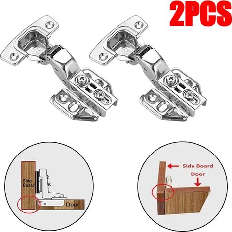 (Lot de 2) Charnières de porte de placard en acier inoxydable avec amortisseur hydraulique, fermeture douce et silencieuse, charnières invisibles avec vis. (1/5)