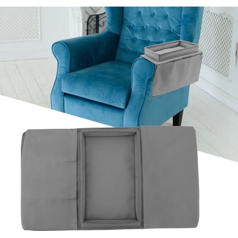 Sofa-Armlehnen-Tischorganizer mit Aufbewahrungstasche, 600D Oxford-Gewebe, graues Sofatablett (1/5)