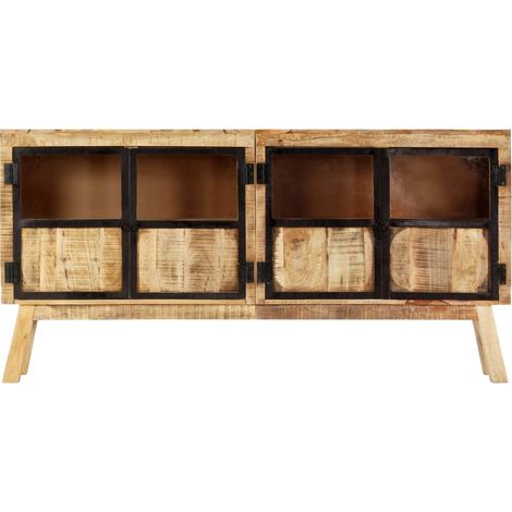 Maison Exclusive - Credenza Marrone e Nera 160x30x80 cm Massello di Mango Grezzo