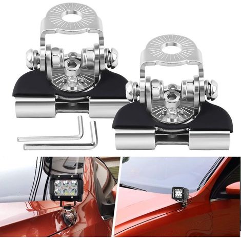 Lot de 2 supports de fixation universels réglables pour barre lumineuse LED, support de fixation compatible avec véhicules tout-terrain, Jeep, camion, SUV, installation sans perçage (1/5)