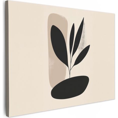 TABLEAU SUR TOILE Plante - Beige - Japandi Décoration Murale 40x30 cm