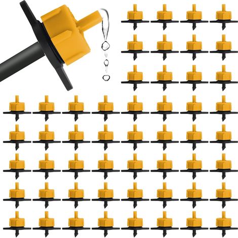 100 emisores de riego por goteo de 1/4", emisor compensador de presión de 1/2 GPH para tubería de 4/7 mm, cabezal de microaspersor de riego por goteo a presión de flujo constante de 2 l/h (amarillo)