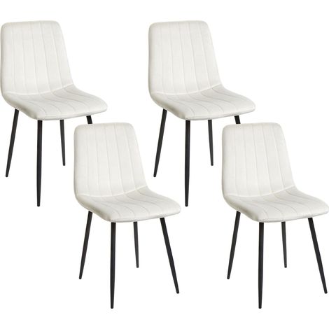 Esszimmerstuhl 4er Set KALISPELL Samtstoff Cremeweiß