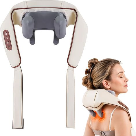Neck Massager, 6D Massage Dos et Cervicales Sans Fil Masseur Cervical avec Massage par Pétrissage, 2 Niveaux de Chauffage et Housse Lavable pour Cou Jambes Épaules Cadeaux pour Hommes Femmes (1/5)
