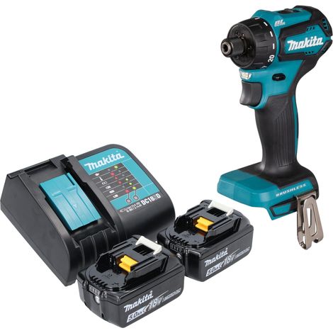 Taladro atornillador a batería Makita DDF 083 ST 18 V 40 Nm 1/4'' sin escobillas + 2x batería recargable 5,0 Ah + cargador