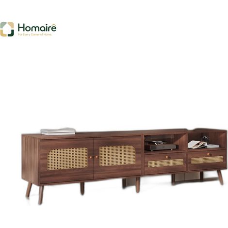 TV-Ständer aus Spanplatte braun und Polyester 200 x 37 x 49.5 cm HOMAIRE (1/5)