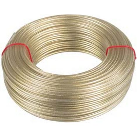 100MT CAVETTO ACCIAIO OTTONATO RIVESTITO PVC TRASPARENTE mm6 rotoli mt100