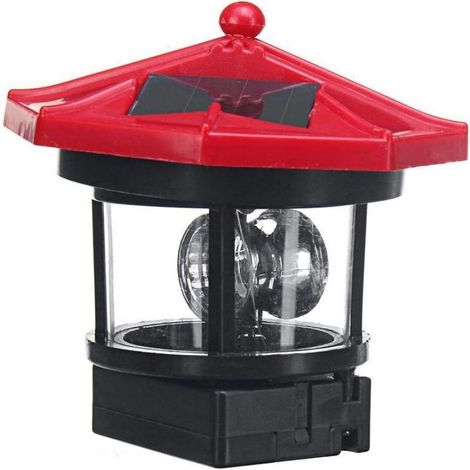 Luminaire Solaire Phare - LED Autonome avec Effet de Rotation - Décoration Extérieure et Intérieure - 2 Pièces