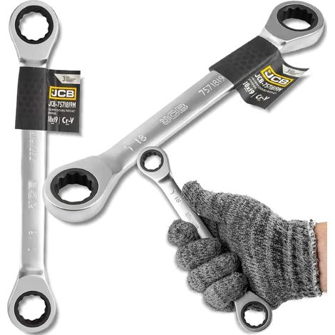 Clé à cliquet double JCB 18x19mm Cr-V 12 pans (1/5)
